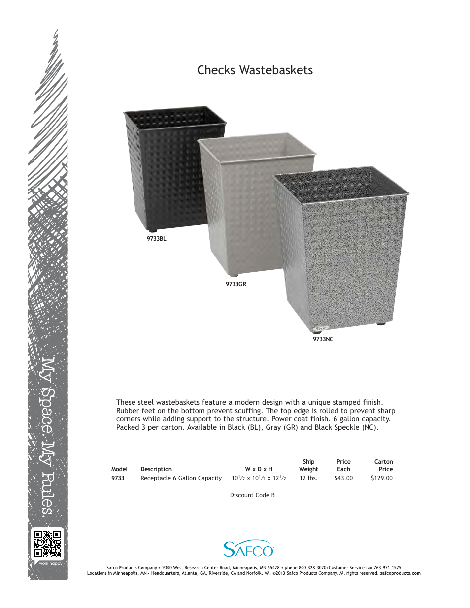 Safco 9733NC User Manual | 1 page