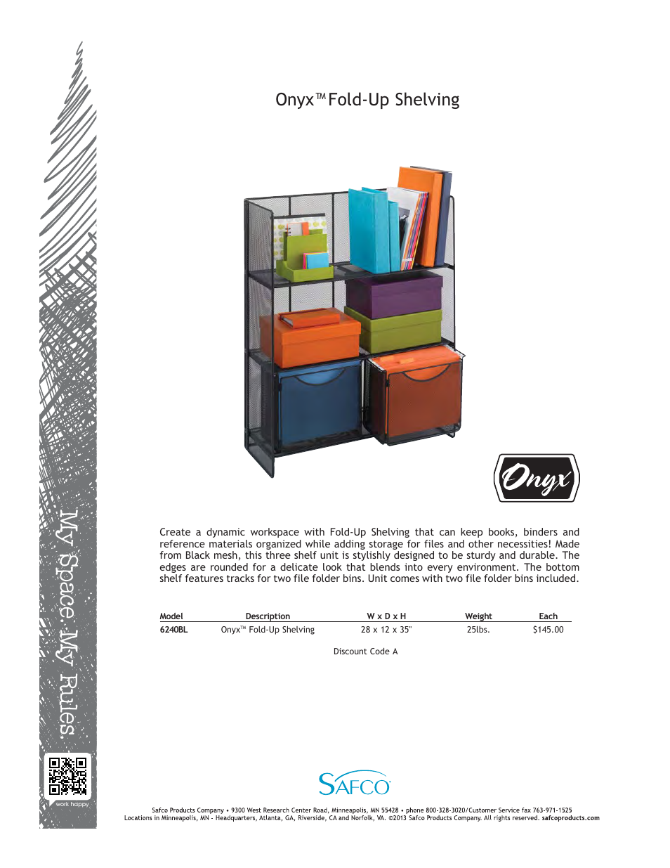 Safco 6240BL User Manual | 1 page