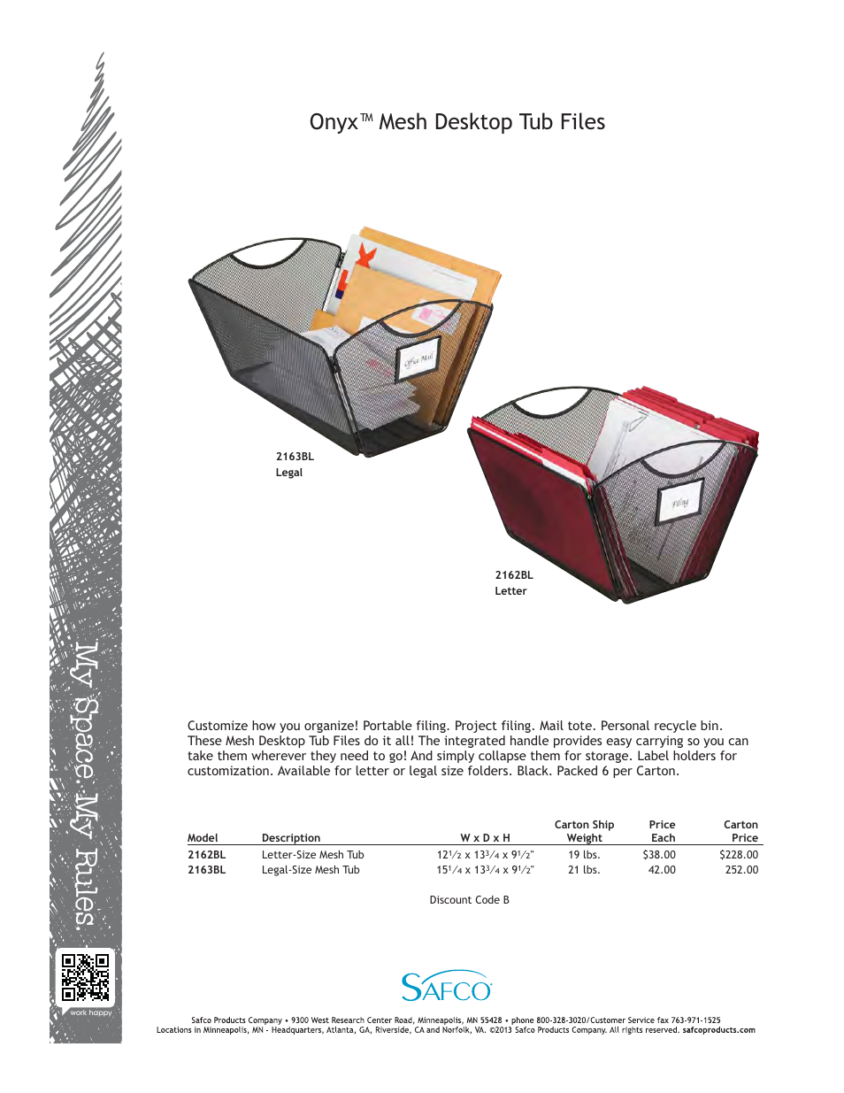 Safco 2162BL User Manual | 1 page