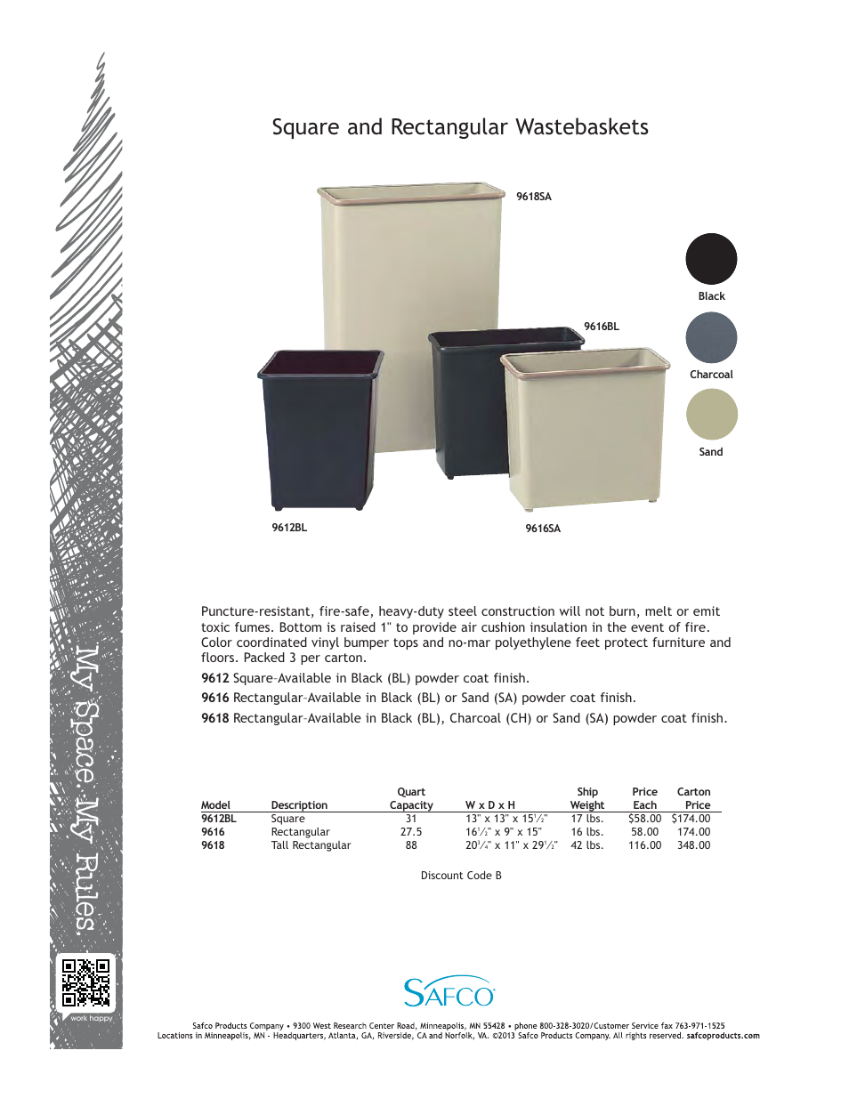 Safco 9618SA User Manual | 1 page