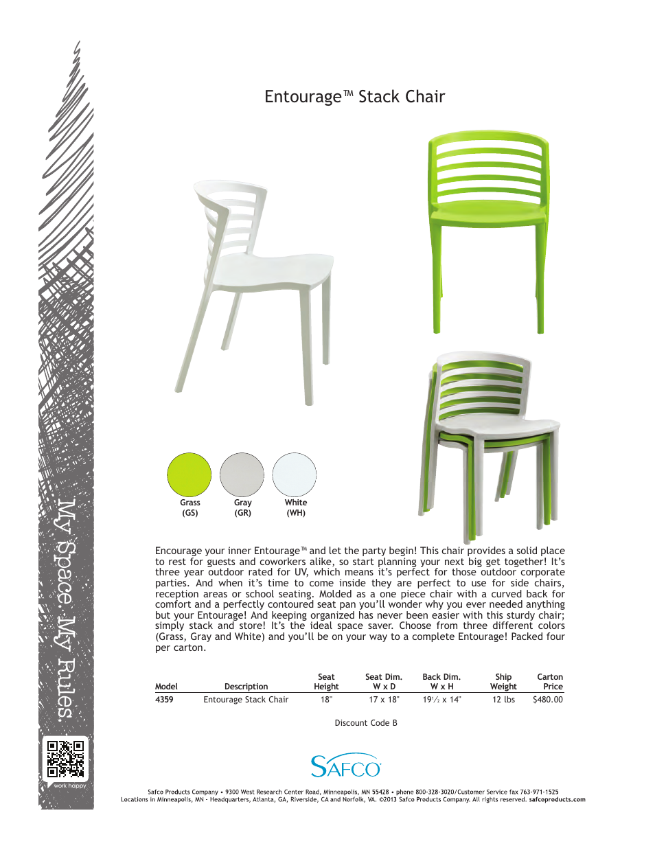 Safco 4359WH User Manual | 1 page