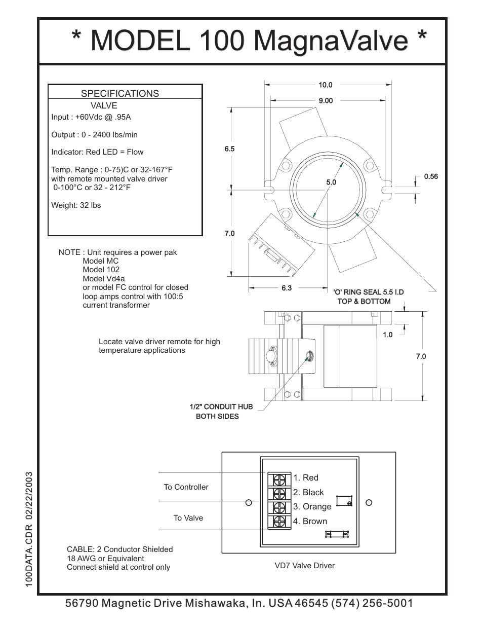Model 100 magnavalve | Electronics 100 User Manual | Page 2 / 2