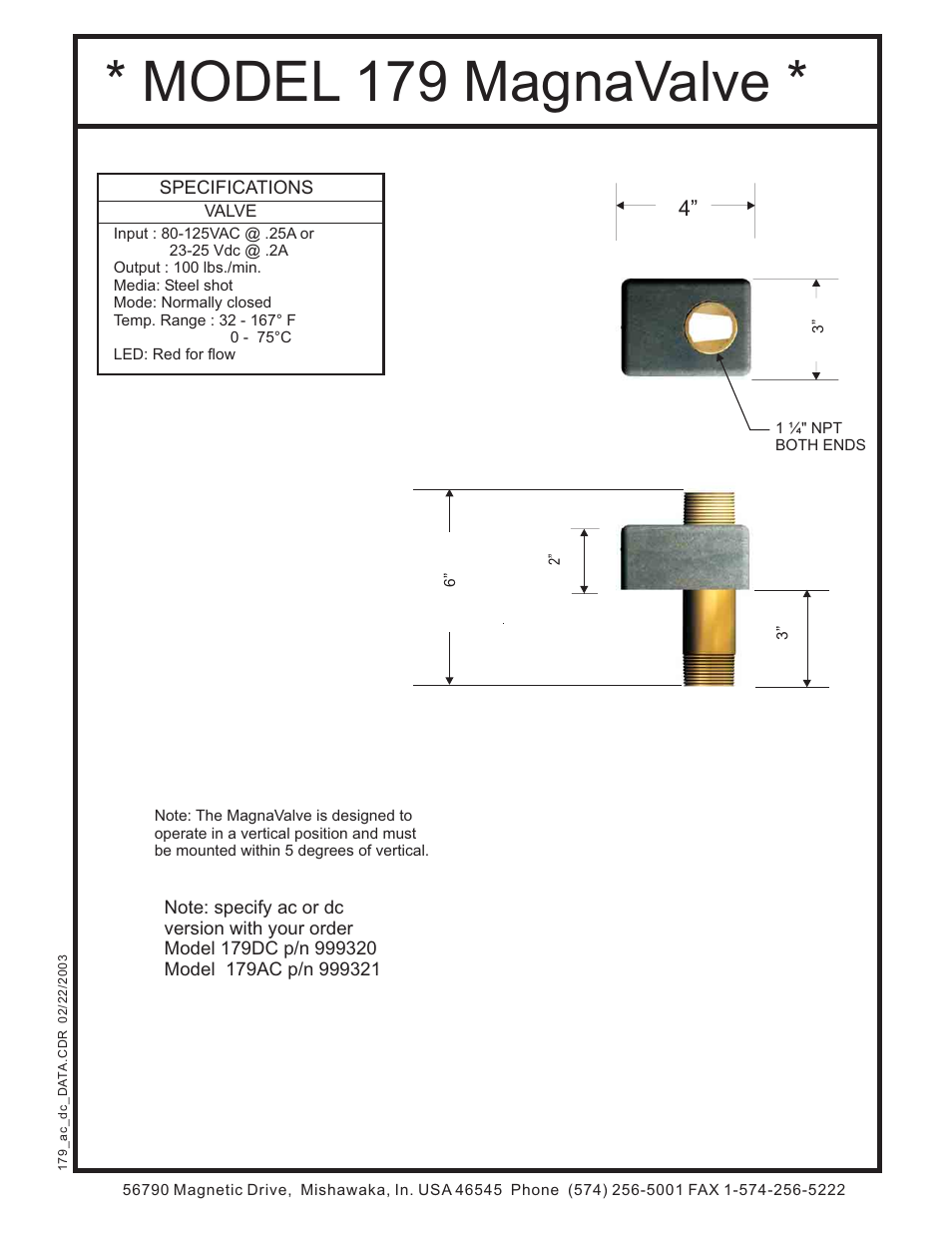 Model 179 magnavalve | Electronics 179-AC User Manual | Page 2 / 2