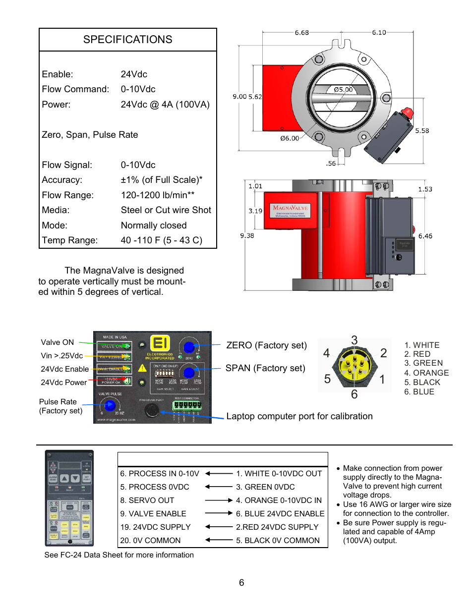 Wire connections, Specifications | Electronics 500-24 User Manual | Page 6 / 6