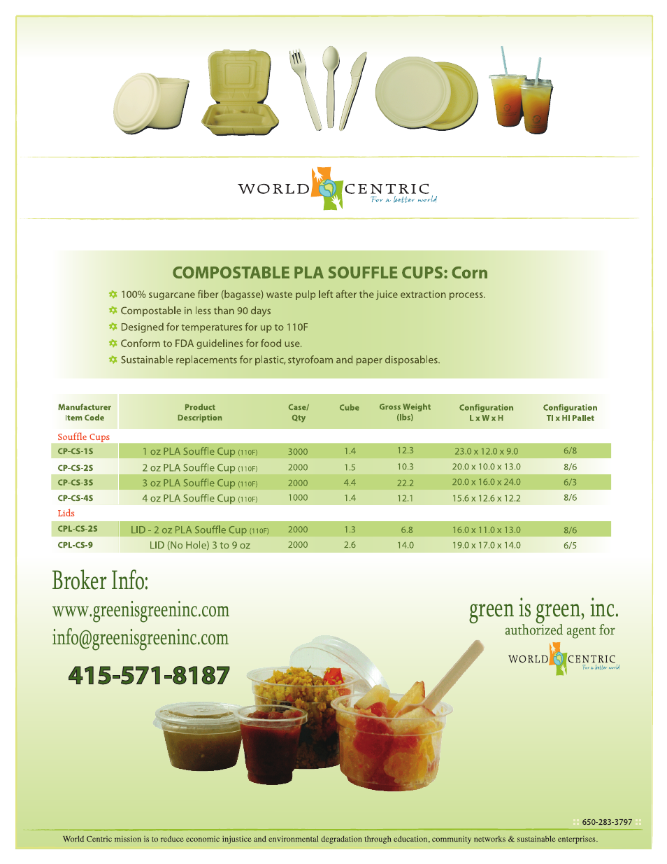 Green is green PLA Compostable Souffle Cups_Lids User Manual | 1 page