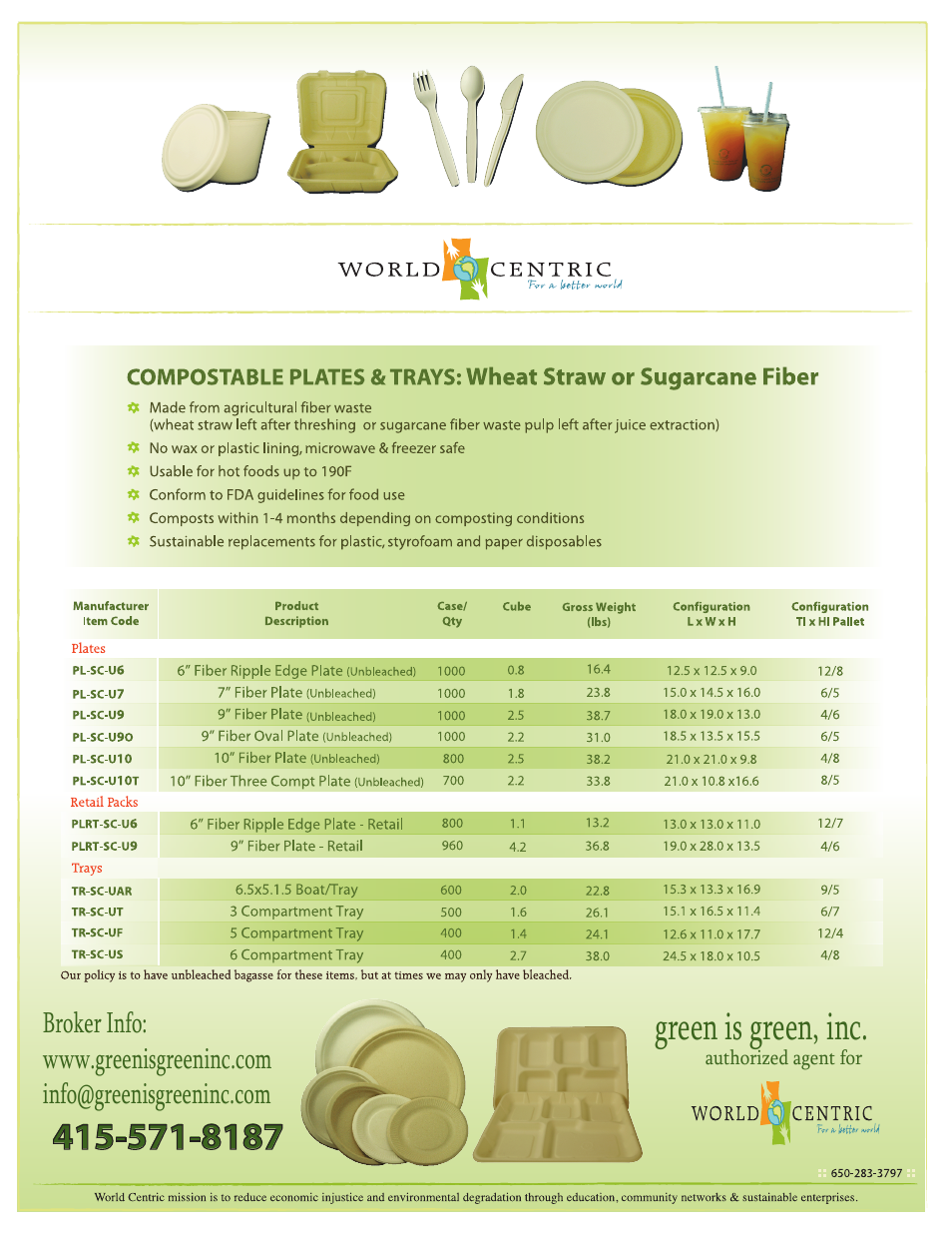 Green is green Compostable Bagasse Trays User Manual | 1 page