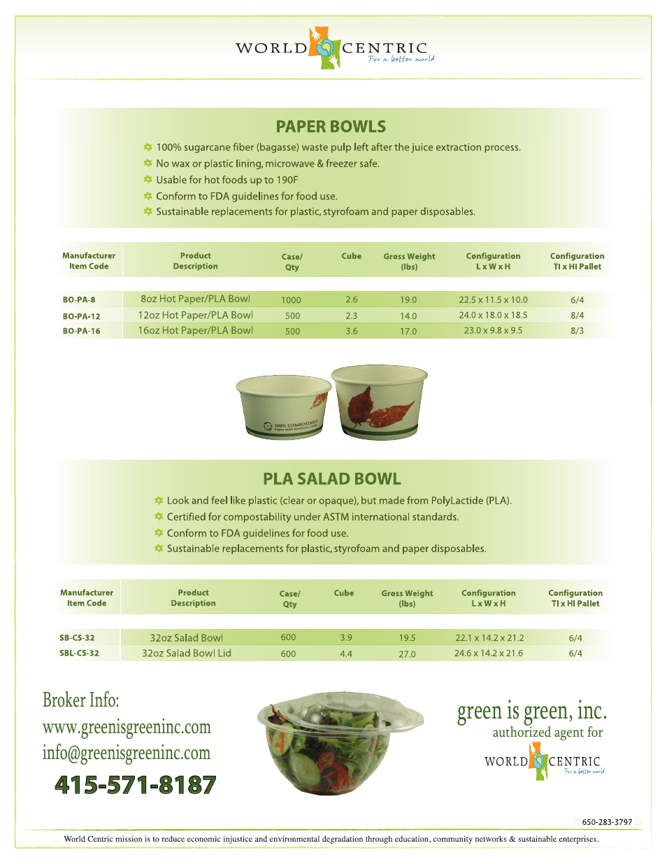 Green is green Compostable Paper Bowls User Manual | 1 page