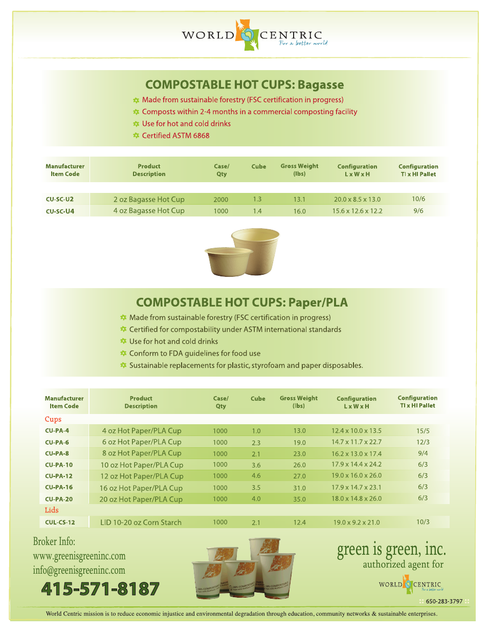 Green is green Compostable Hot Cups User Manual | 1 page