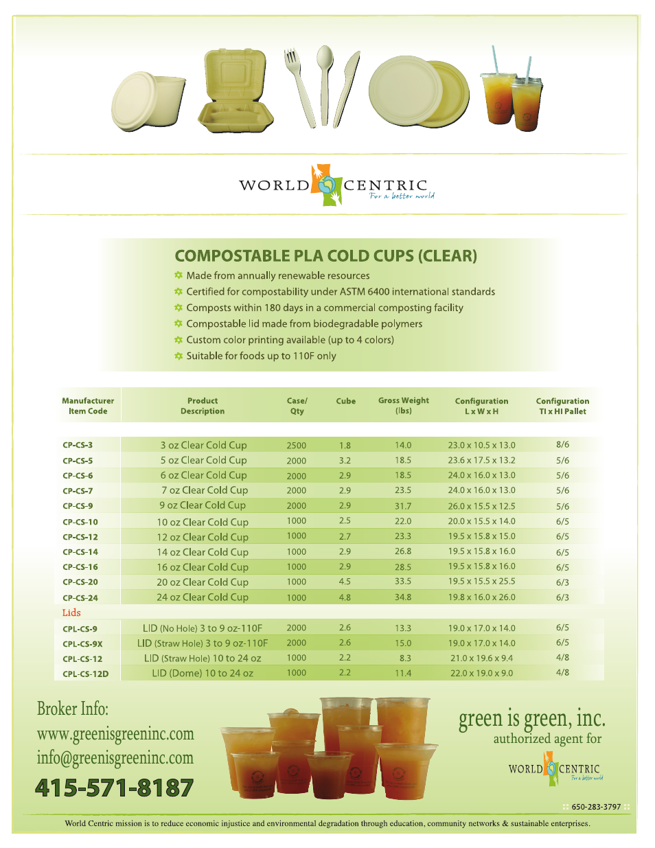 Green is green Compostable Cold Cups_Lids User Manual | 1 page