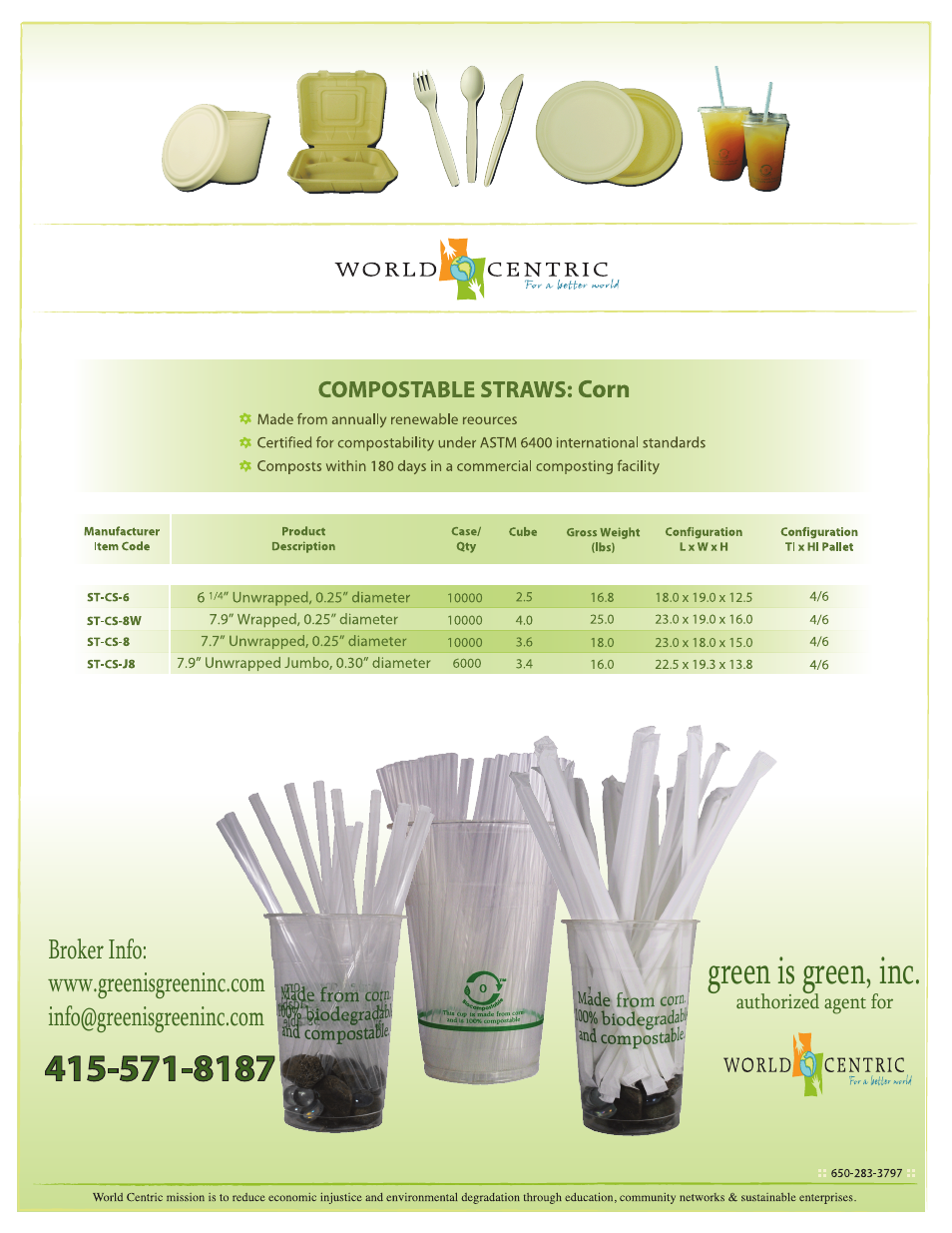 Green is green Compostable Straws User Manual | 1 page