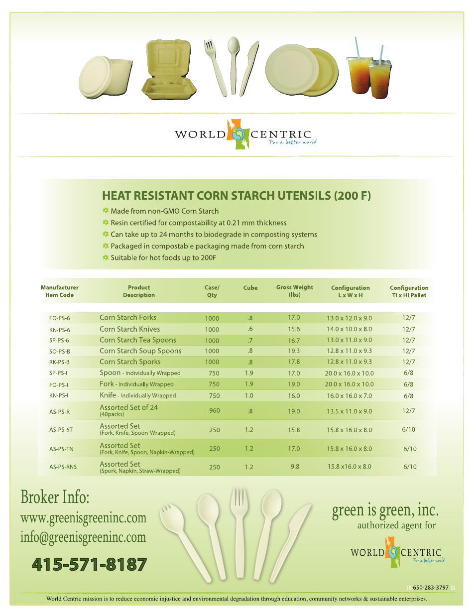 Green is green Compostable Utensils (200F) User Manual | 1 page