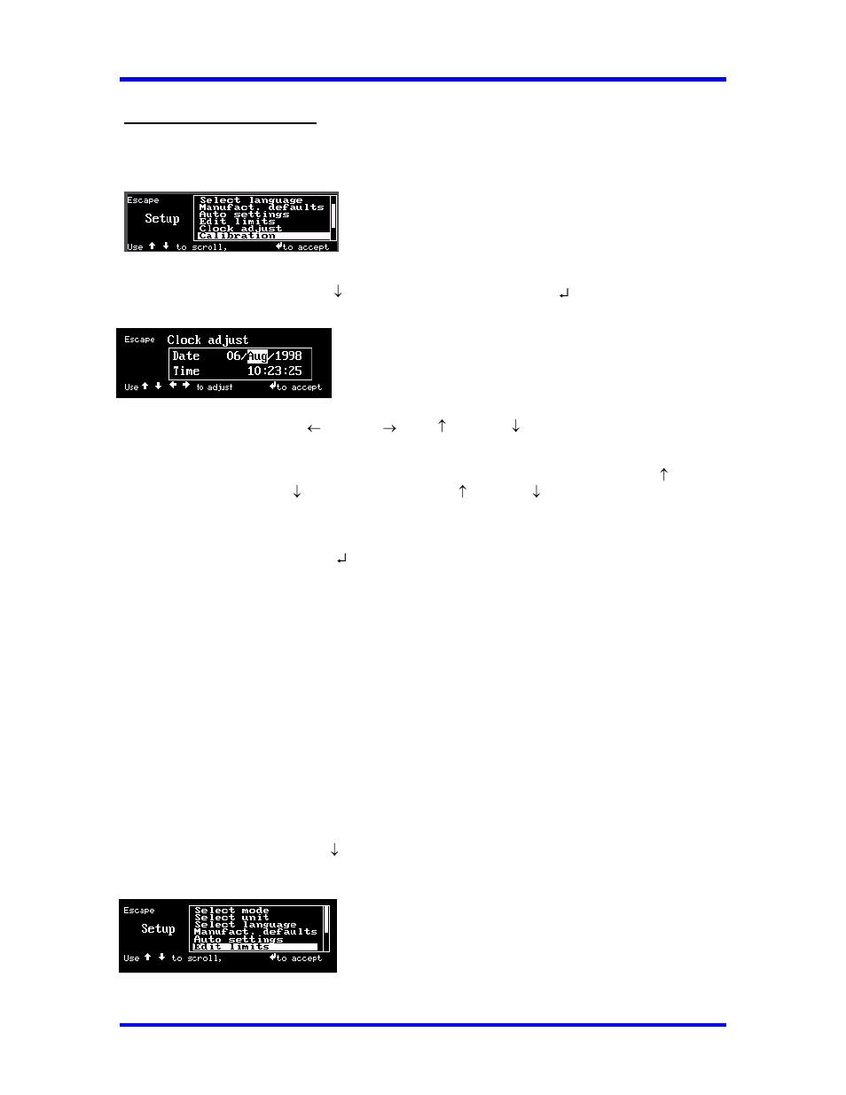 Setup programming, Setting up date and time, Setting up high and low limits alert | Snap-On 5000-3 User Manual | Page 28 / 68