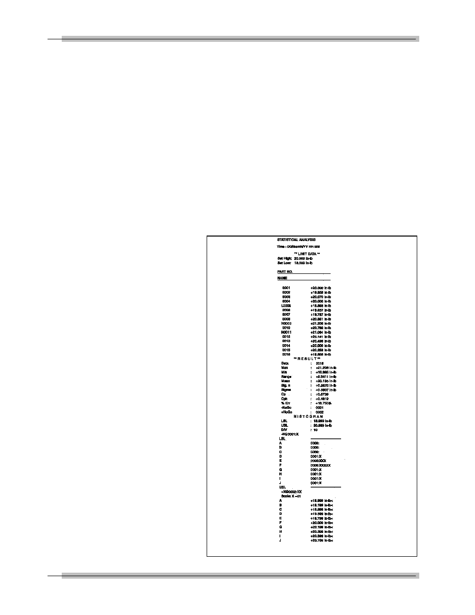 Printing statistical analysis | Snap-On Motorized Loader User Manual | Page 54 / 102