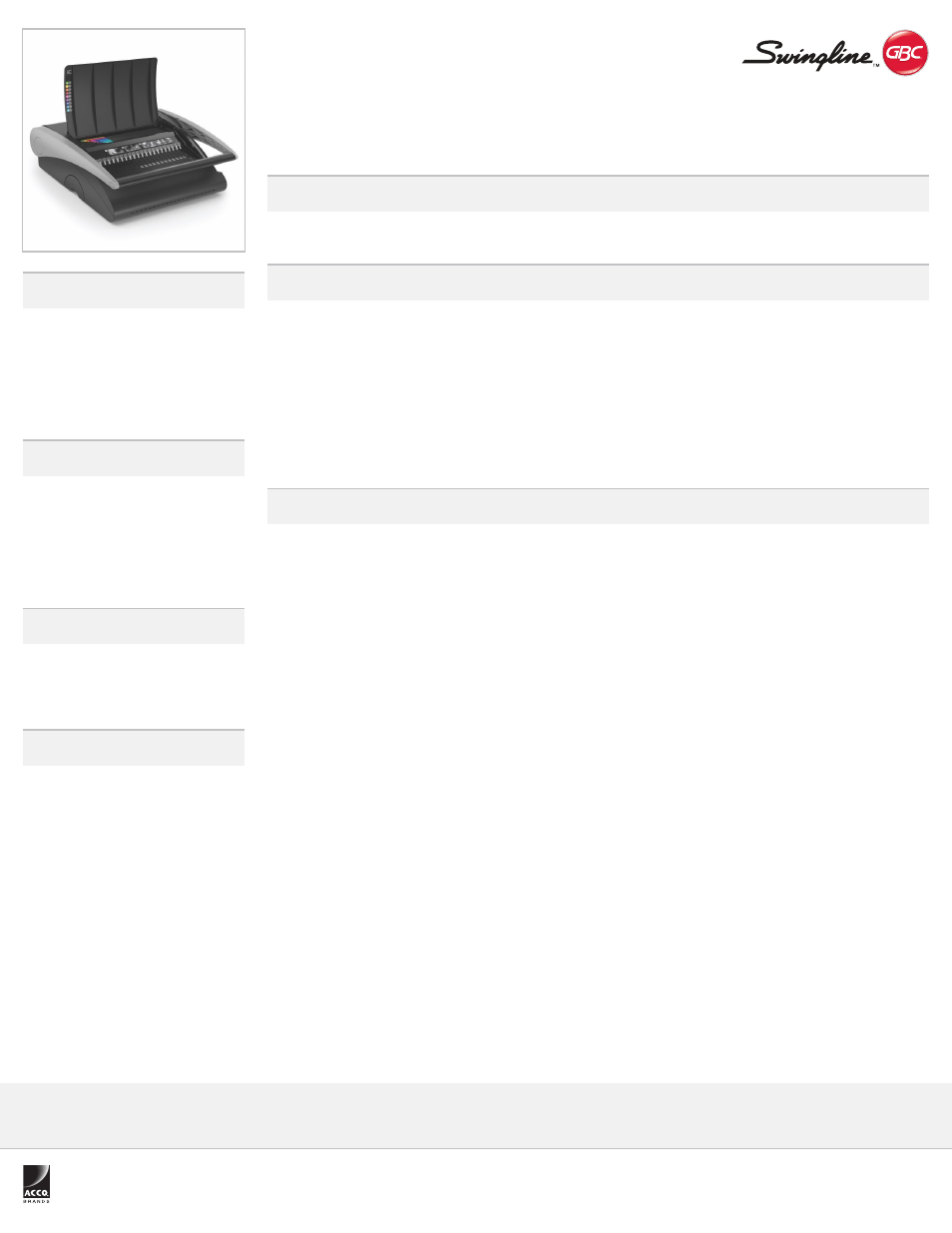 Swingline GBC CombBind C340 Precision Punch Manual Binding System, Binds 500 Sheets, Punches 25, 2" Max Spine User Manual | 1 page