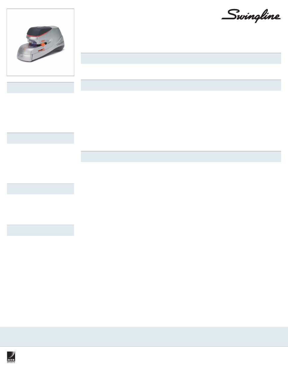 Swingline Optima 70 Electric Stapler User Manual | 1 page