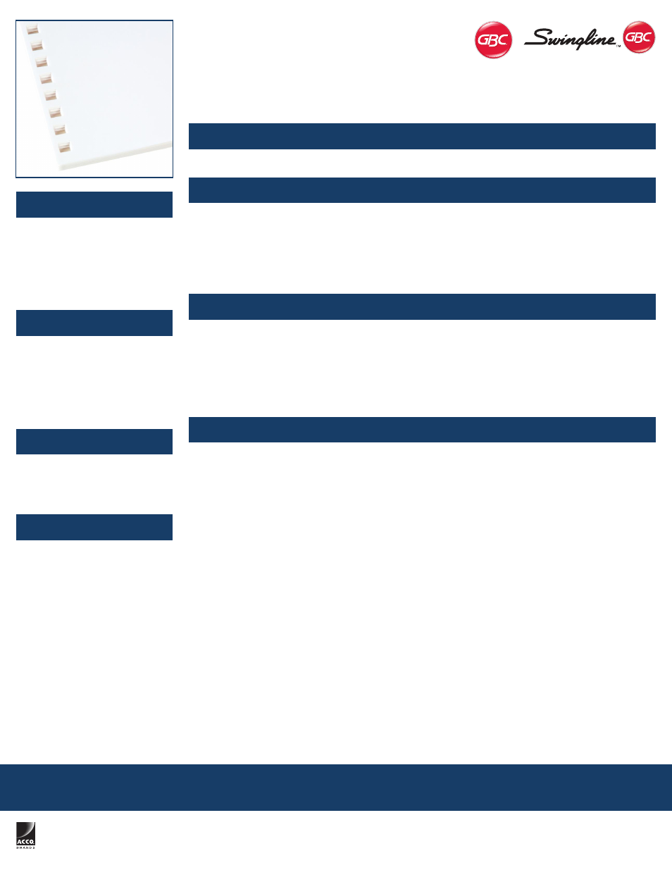 Swingline GBC ProClick Pre-Punched Paper, 32-Hole, 24 lb., 96 Bright, 250 Sheets User Manual | 1 page
