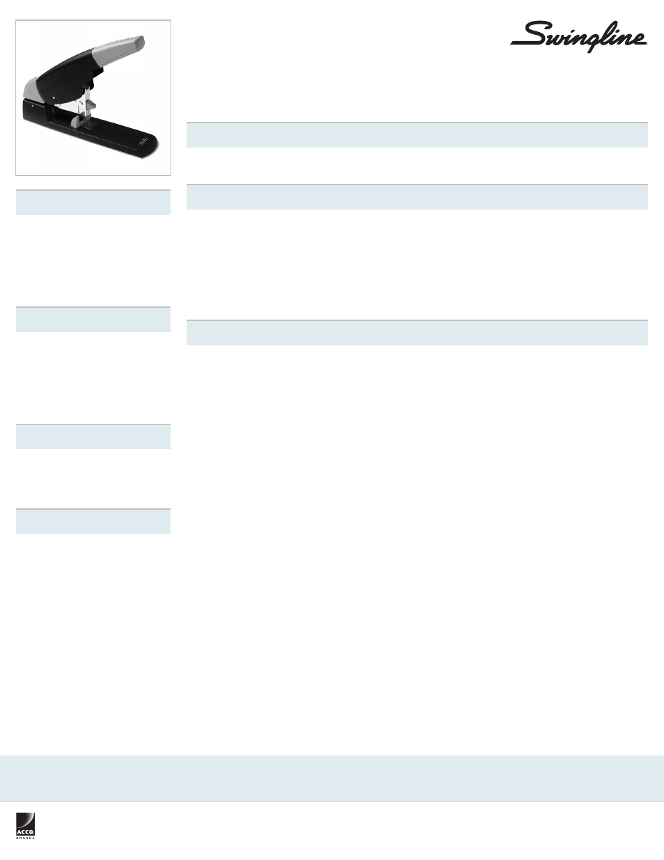 Swingline High Capacity Heavy Duty Stapler User Manual | 1 page