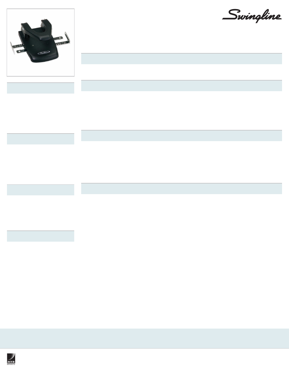 Swingline Automatic Centering 2-Hole Punch, 1_4" Hole Size, 22 Sheets User Manual | 1 page
