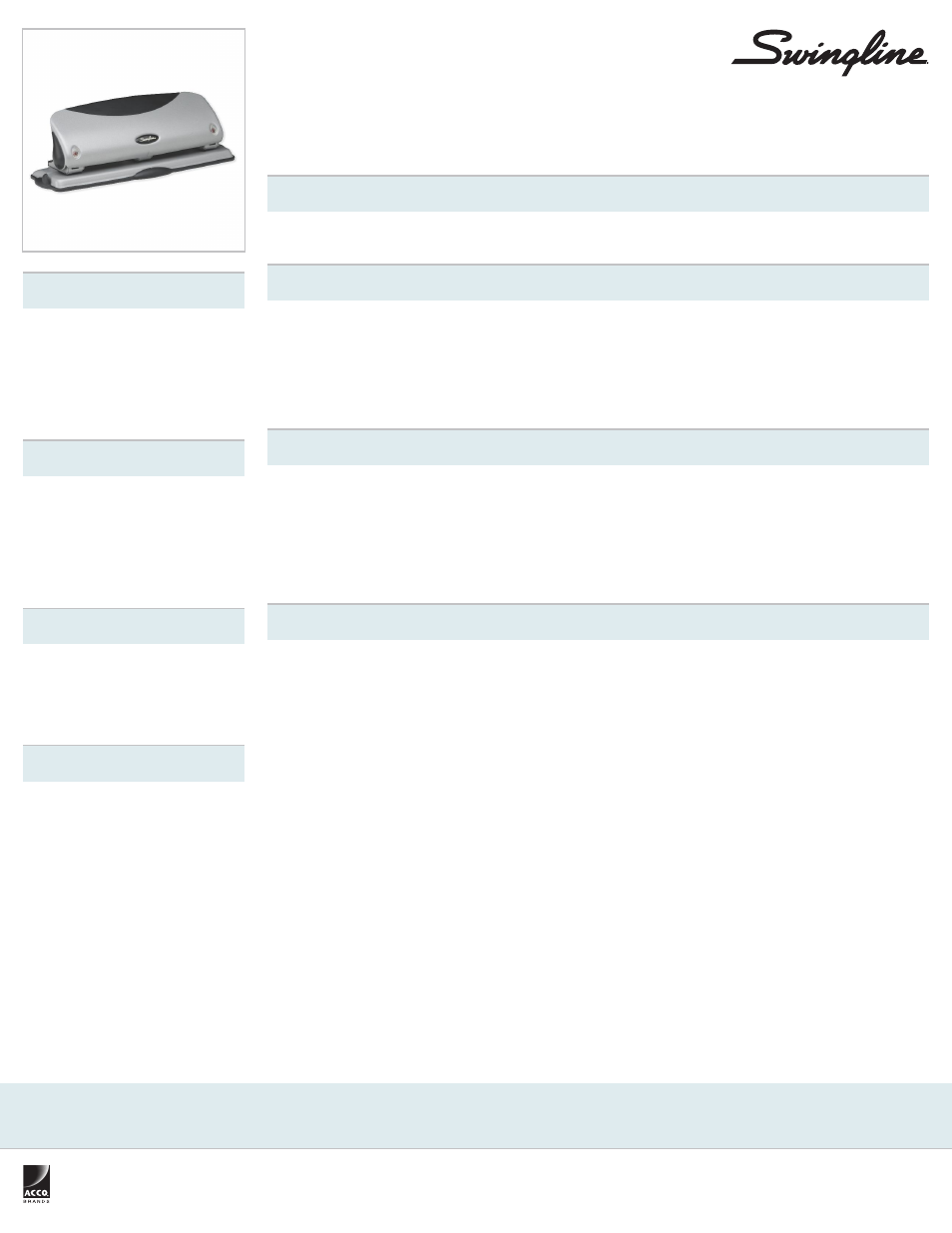 Swingline EasyView Desktop Punch, Alignment Indicators, 3 Holes,12 Sheets User Manual | 1 page