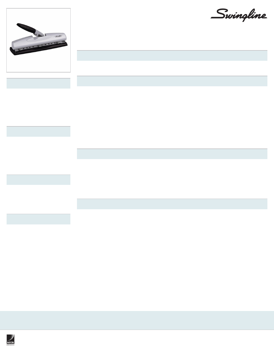Swingline LightTouch Desktop Punch, 50% Easier, 2 - 3 Holes, 12 Sheets User Manual | 1 page