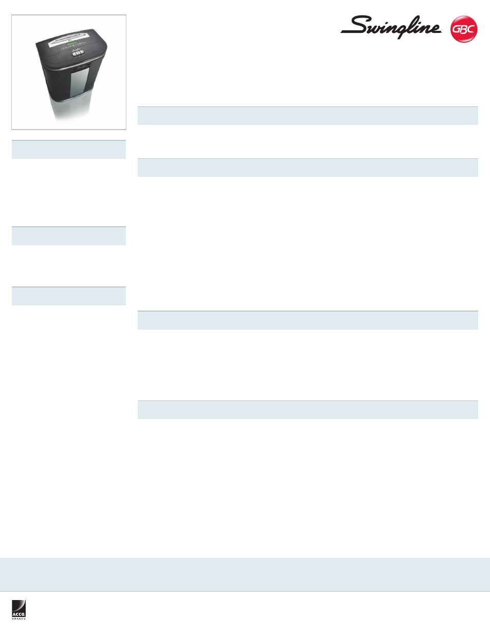 Swingline SM12-08 Micro-Cut Jam Free Shredder User Manual | 1 page