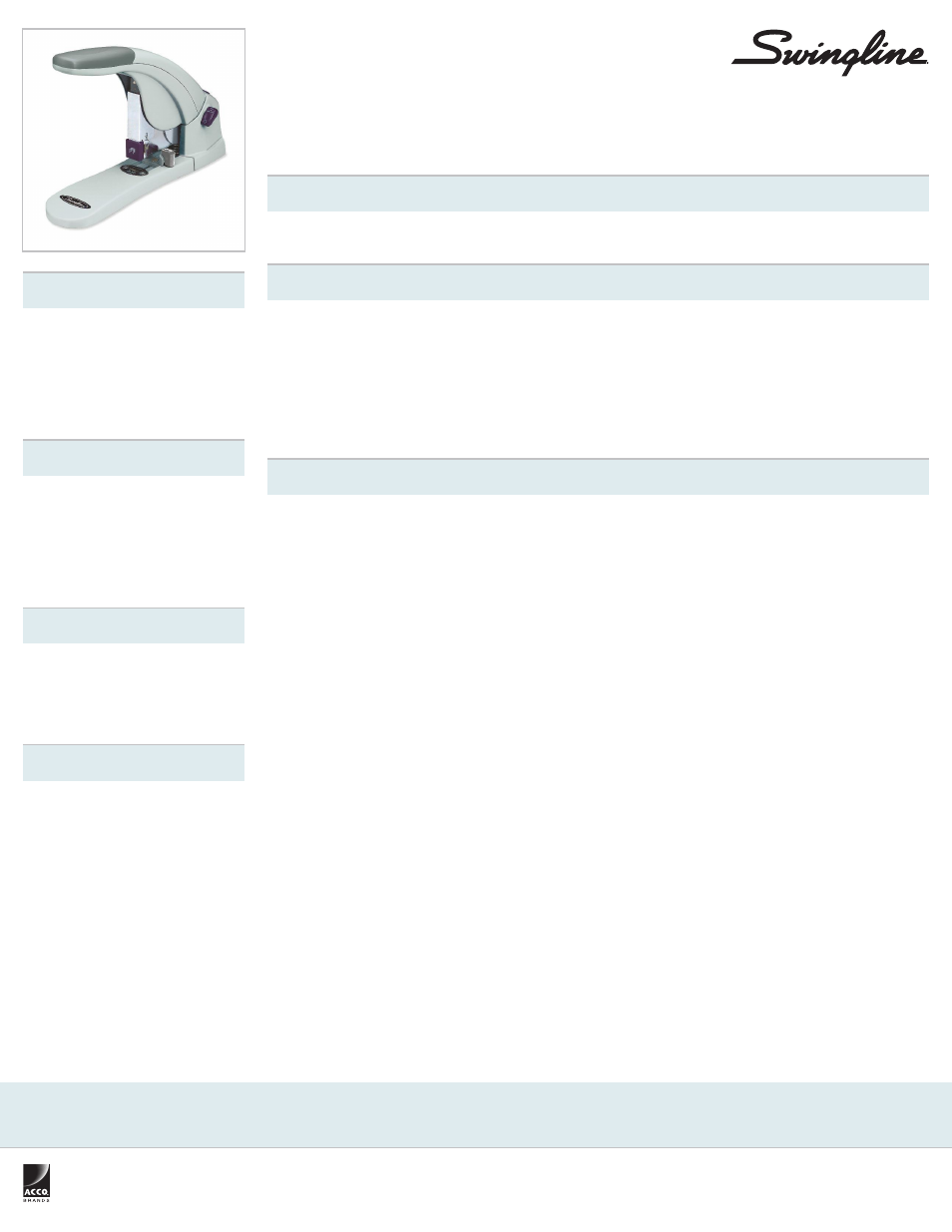 Swingline LightTouch Heavy Duty Stapler User Manual | 1 page