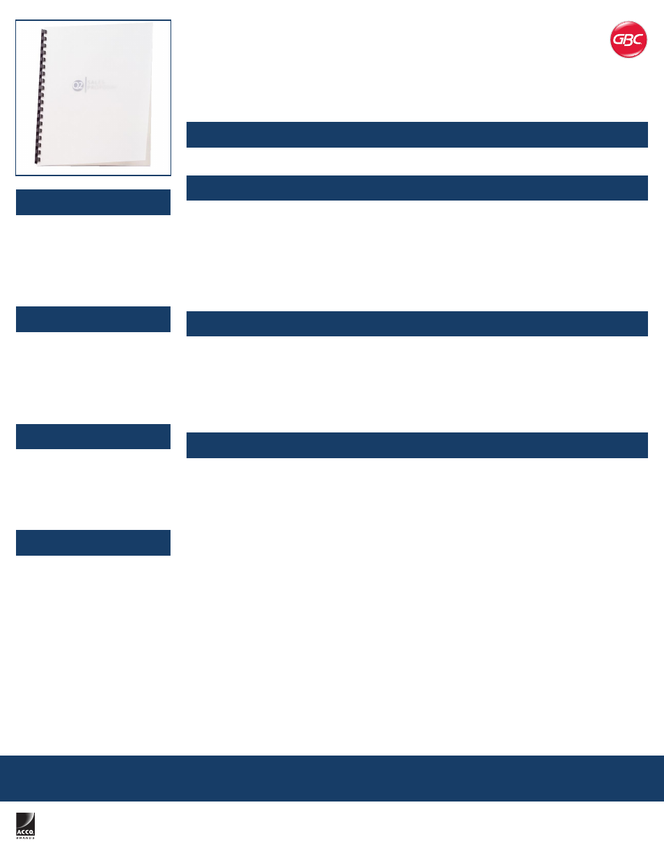 Swingline GBC Premium Rigid Binding Covers, Square Corners, Clear, 10 Sets User Manual | 1 page