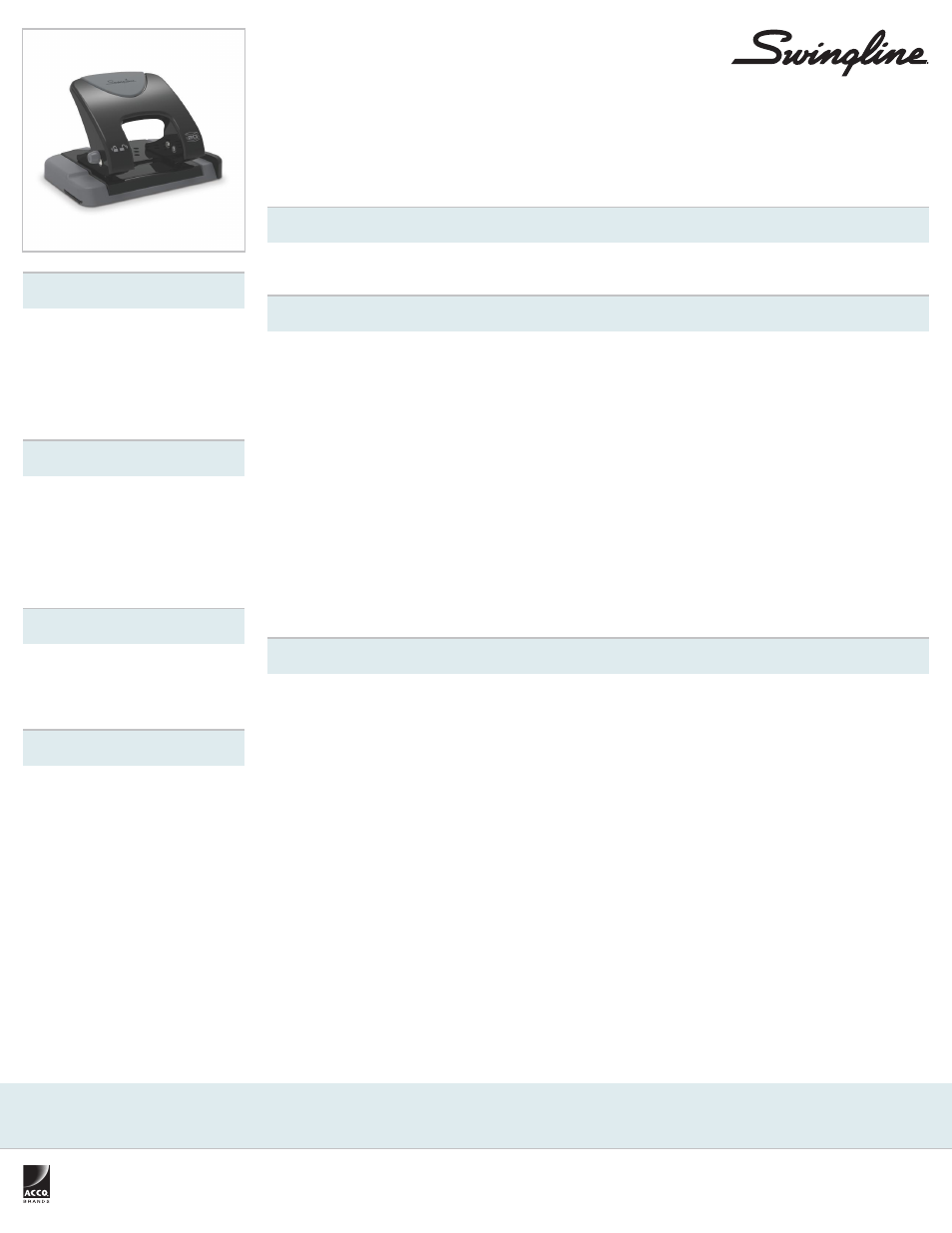 Swingline SmartTouch 2-Hole Punch, Reduced Effort, 20 Sheets User Manual | 1 page