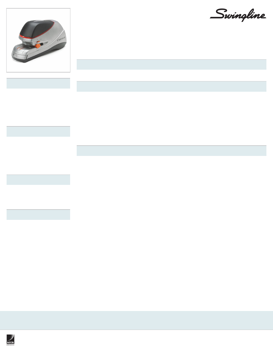 Swingline Optima 45 Electric Stapler User Manual | 1 page