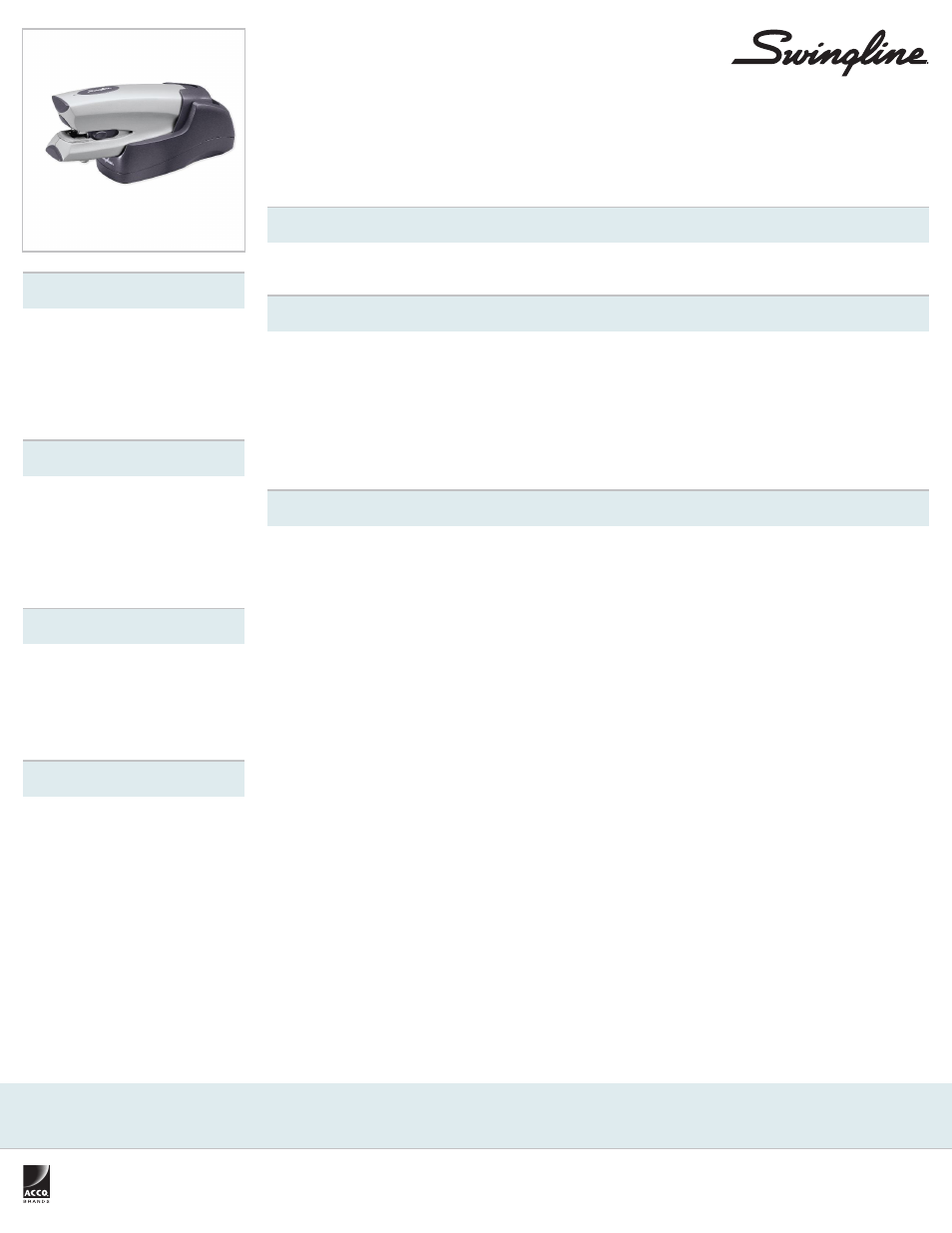 Swingline Cordless Rechargeable Electric Stapler User Manual | 1 page