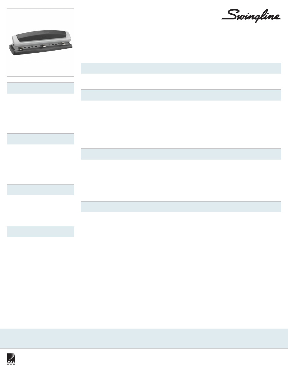 Swingline Precision Pro Desktop Punch, 2 - 3 Holes, Adjustable Centers, 10 Sheets User Manual | 1 page
