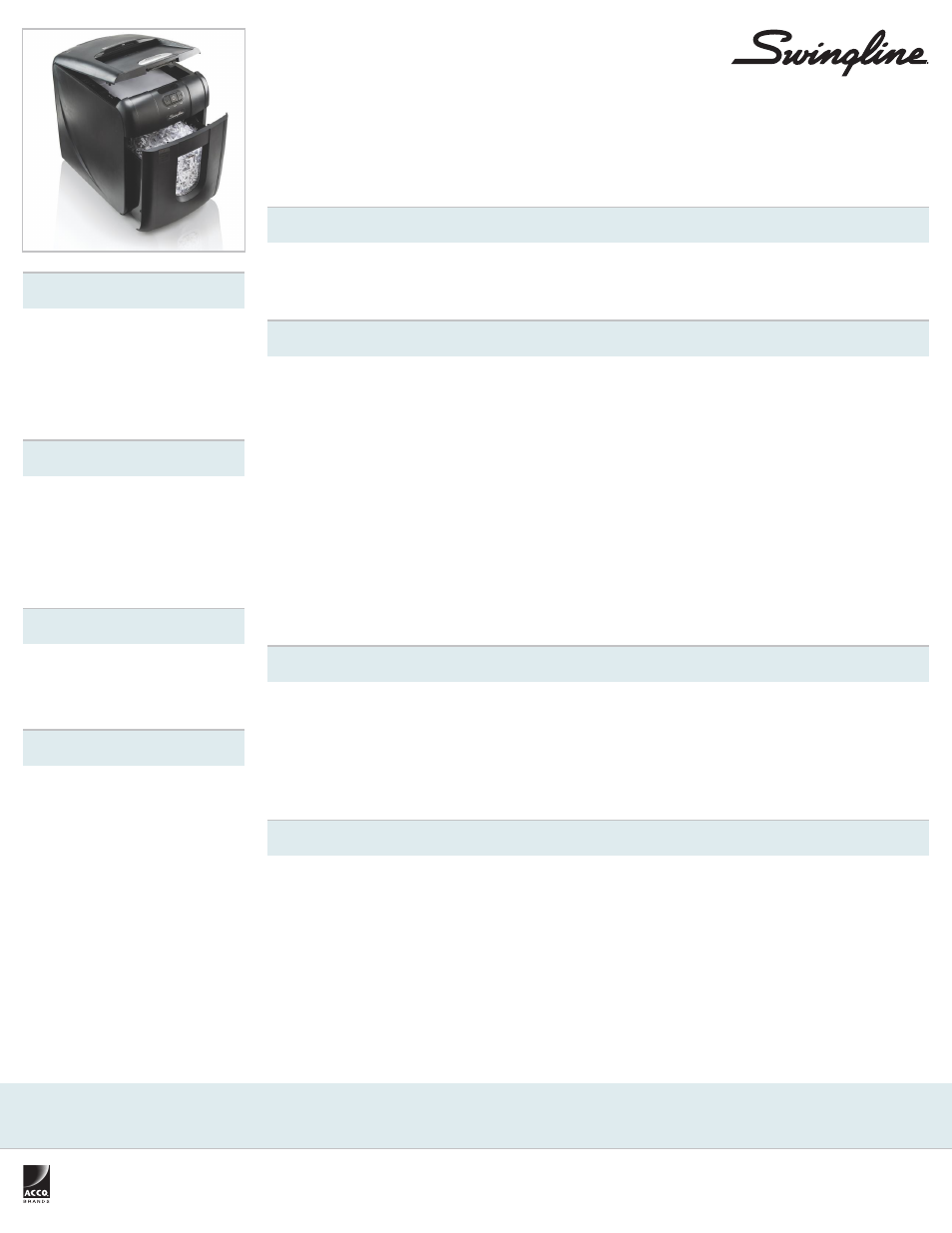 Swingline Stack-and-Shred 100X Hands Free Shredder User Manual | 1 page