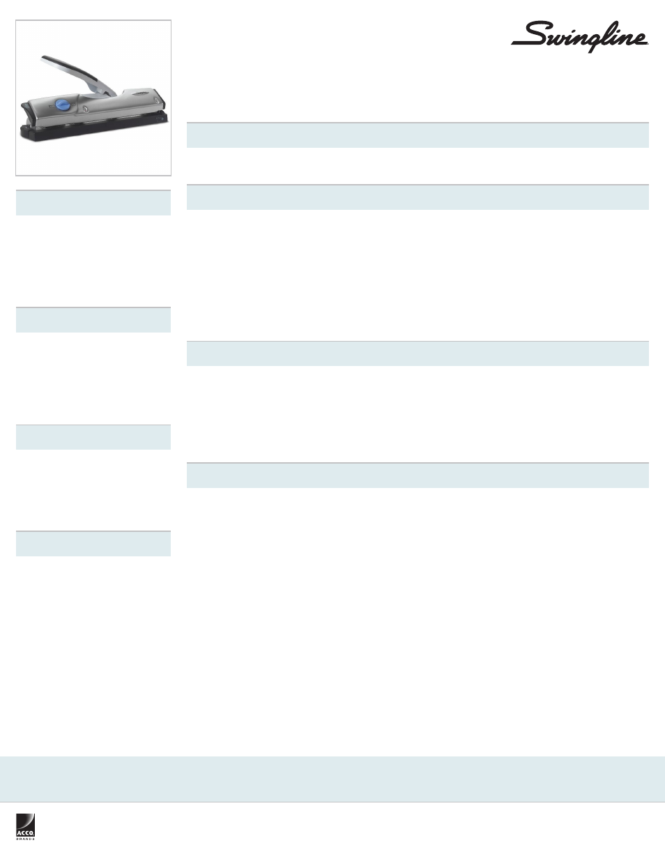 Swingline ProFile Desktop Punch, Low Force, 3 - 4 Holes, 5 - 20 Legal_Letter Size Sheets User Manual | 1 page