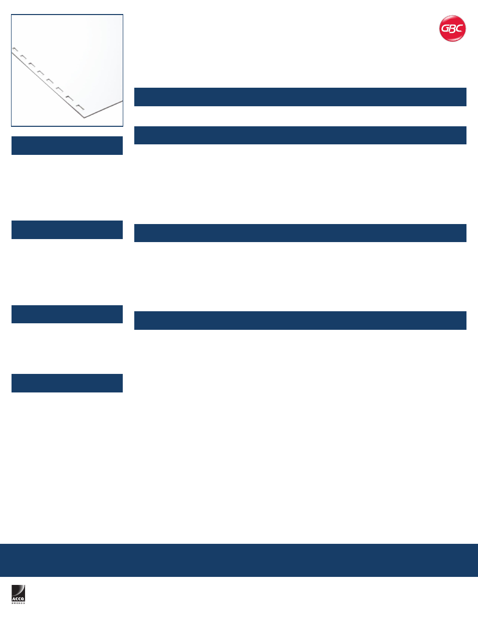 Swingline GBC CombBind Pre-Punched Paper, 19-Hole, 20 lb., 92 Bright, 500 Sheets User Manual | 1 page
