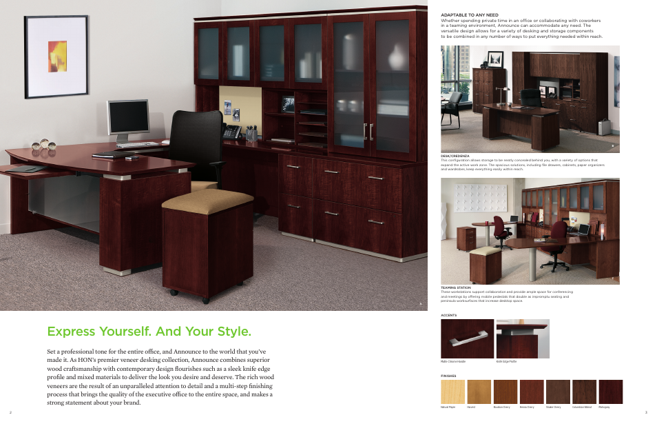 Express yourself. and your style | HON Announce Veneer Desking User Manual | Page 2 / 3