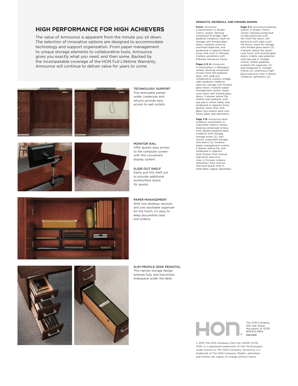 High performance for high achievers | HON Announce Veneer Desking User Manual | Page 3 / 3
