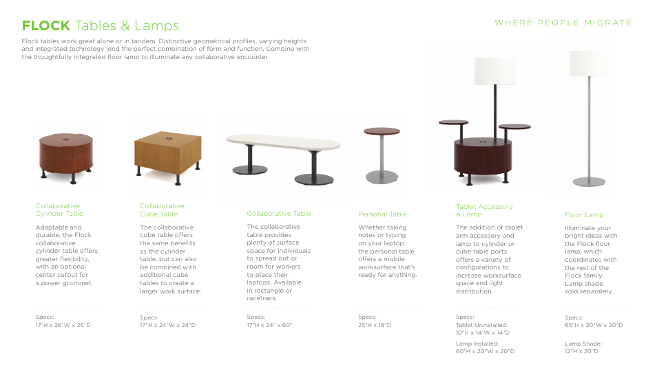 Flock tables & lamps | HON Flock Collaborative Solutions User Manual | Page 14 / 18