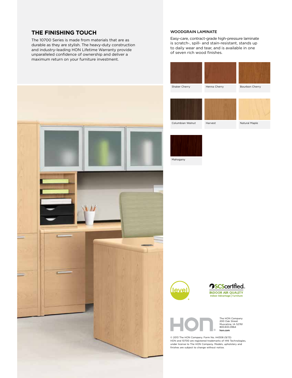 The finishing touch | HON 10700 Laminate Desking User Manual | Page 6 / 6