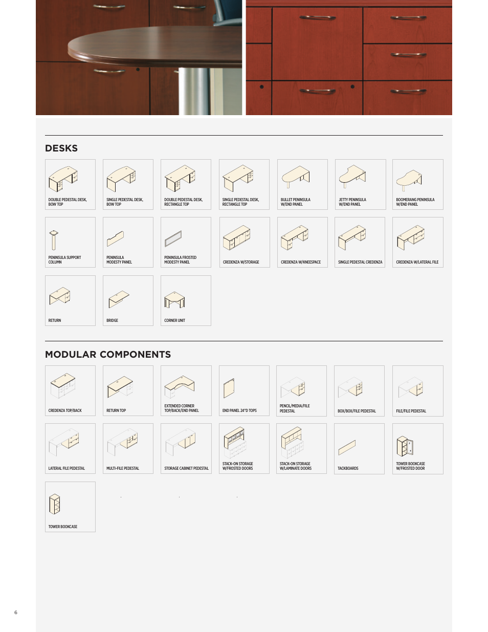 Desks modular components | HON Park Avenue Collection Laminate Desking User Manual | Page 6 / 8