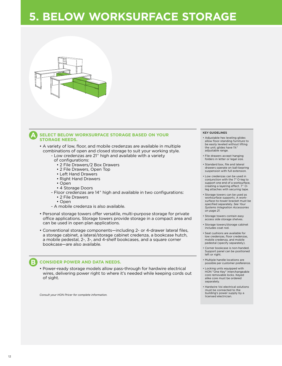 Below worksurface storage | HON Voi User Manual | Page 12 / 28