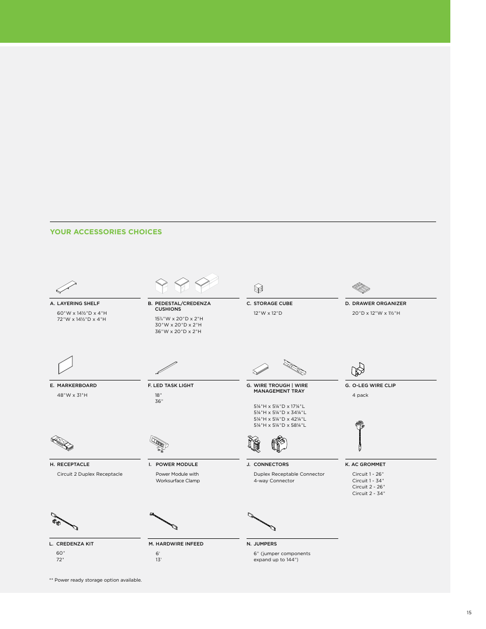 Your accessories choices | HON Voi User Manual | Page 15 / 28