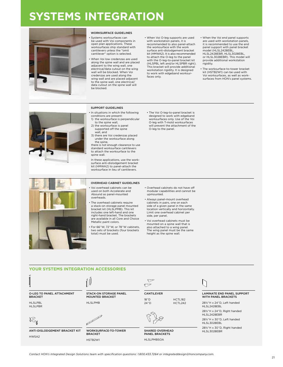 Systems integration, Your systems integration accessories | HON Voi User Manual | Page 21 / 28