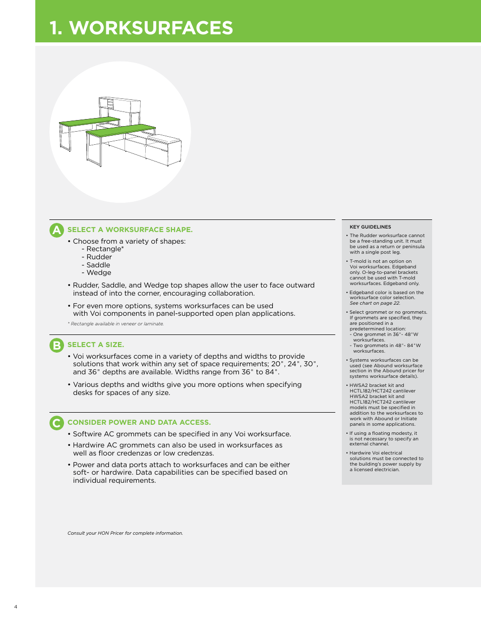 Worksurfaces | HON Voi User Manual | Page 4 / 28