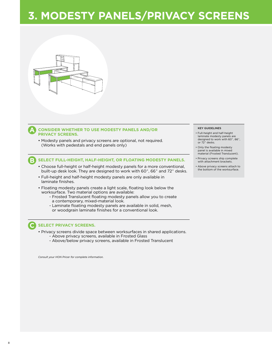 Modesty panels/privacy screens | HON Voi User Manual | Page 8 / 28
