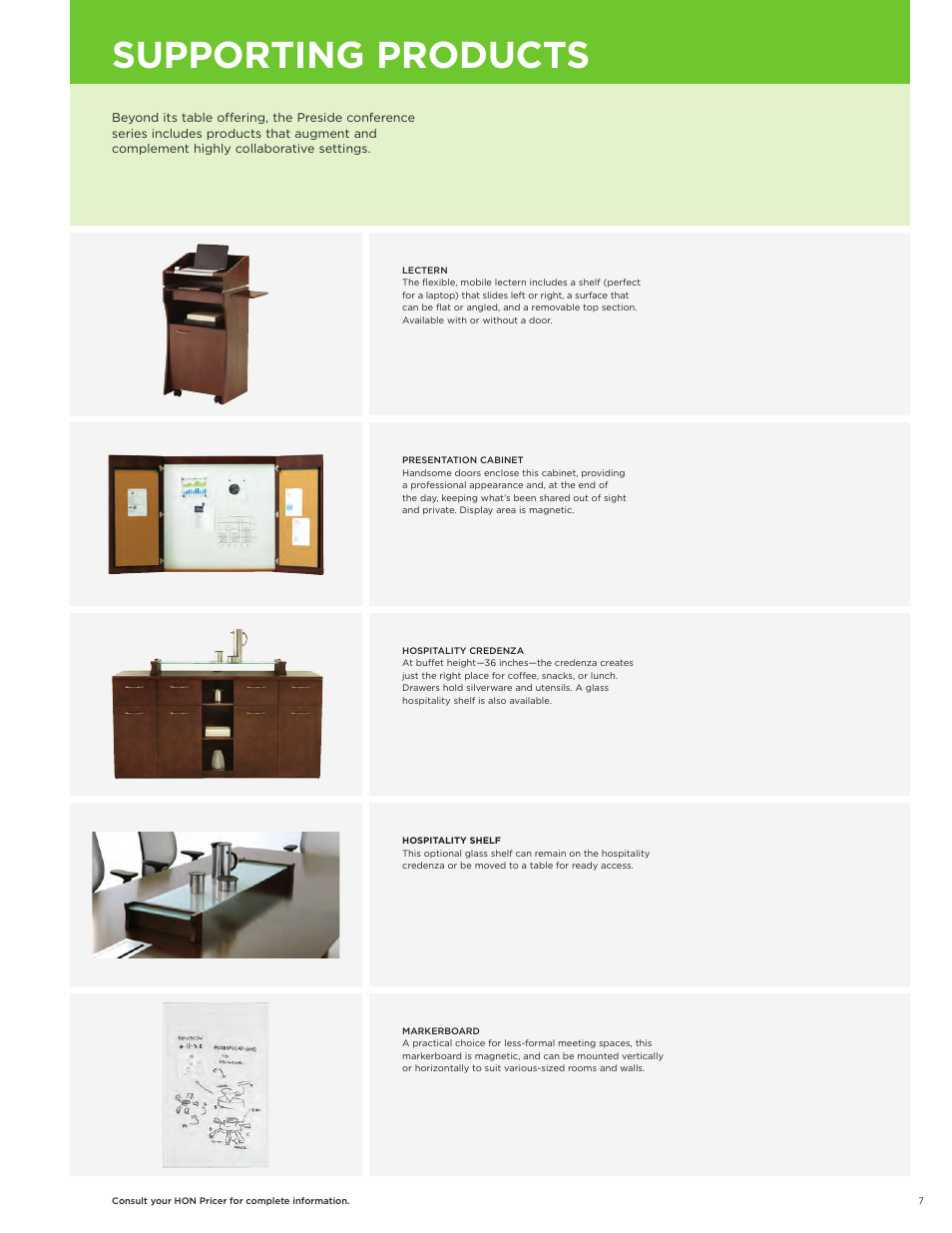 Supporting products | HON Preside User Manual | Page 7 / 8