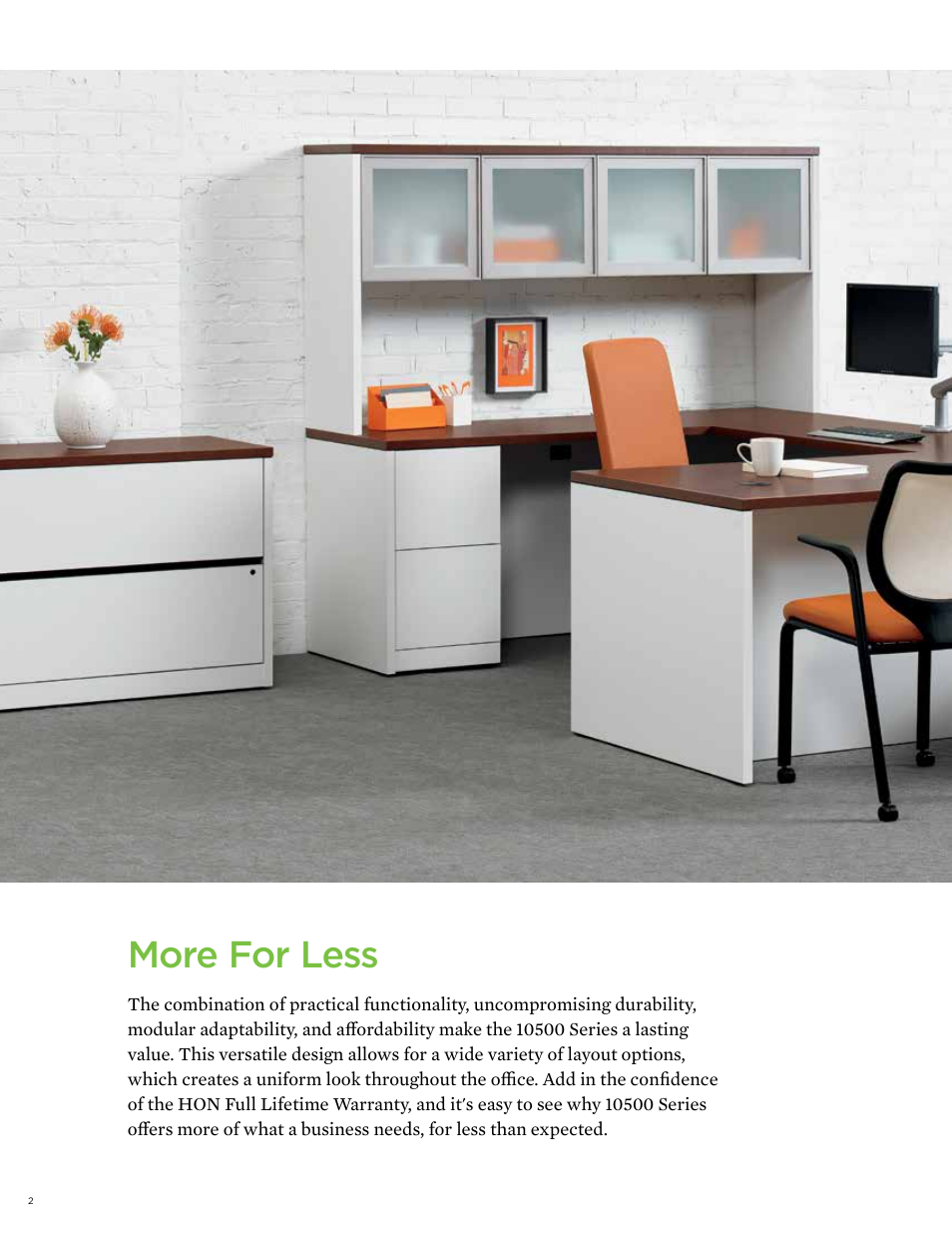 More for less | HON 10500 Series Desking User Manual | Page 2 / 16