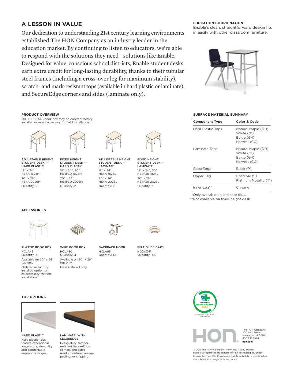 Corners and sides (laminate only) | HON Enable User Manual | Page 2 / 2