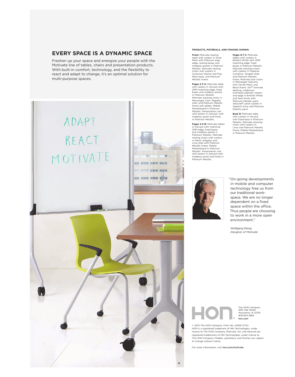 Every space is a dynamic space | HON Motivate Seating & Tables User Manual | Page 12 / 12