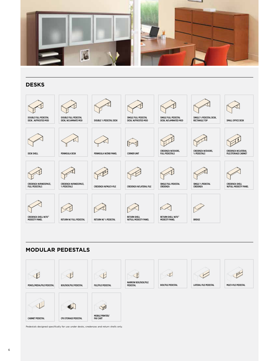 Desks, Modular pedestals | HON 10700 Laminate Desking User Manual | Page 6 / 8