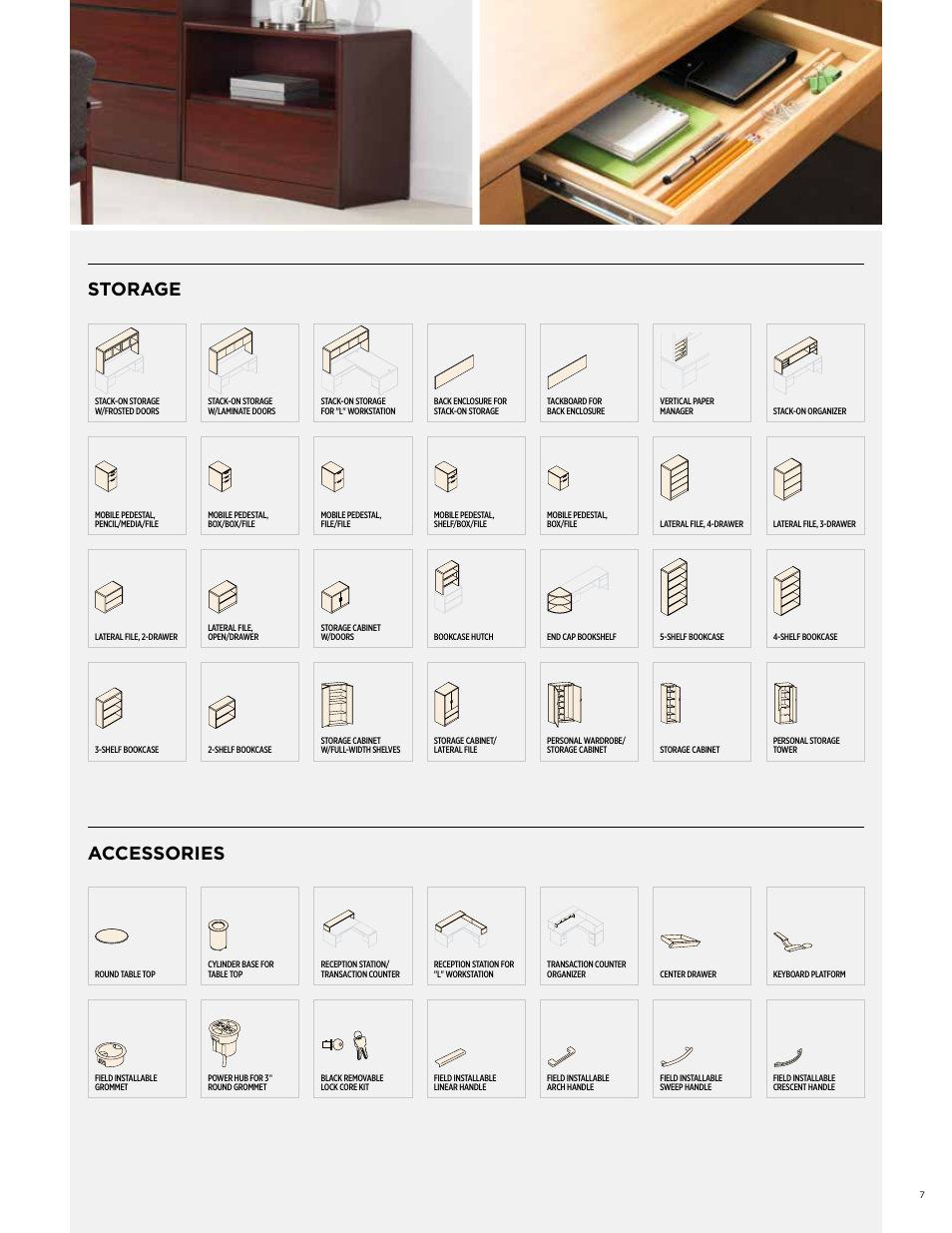 Storage, Accessories | HON 10700 Laminate Desking User Manual | Page 7 / 8